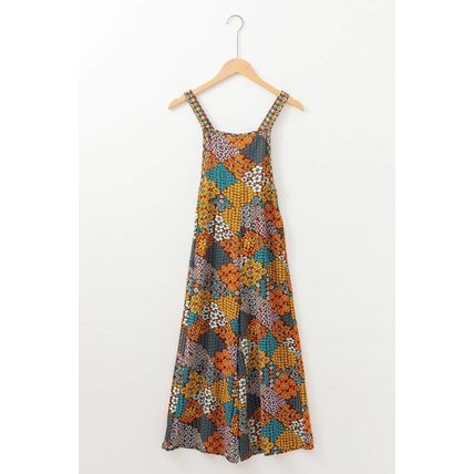 Multicolour Boho Floral Print Crossed Straps Ankle-length Jumpsuit