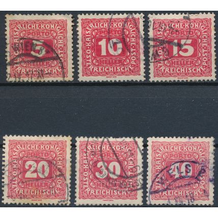 Postage Due: 6 Values - Austria 1916 - FH - MiNr P47/50 & P52/3