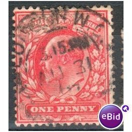 GB stamps 1902-10 KEV11 - 1d SG219 London 29