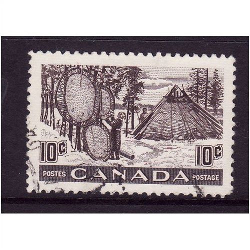 CANADA 1950 10c DRYING FURS PURPLE BROWN SG 432 FINE USED #2