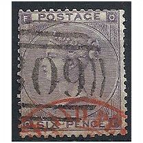 1862 SG84 6d Lilac Watermark EMBLEMS Good+ Used "OF"..