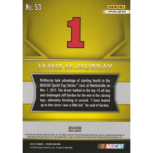 2016 Panini Prizm Racing Jamie McMurray RED White & Blue Prizm #53