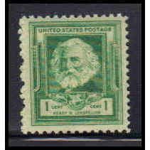 864 1c Henry Longfellow Fine MNH KA2495
