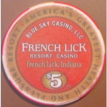 French Lick Casino.$5 Casino Chip. French Lick, IN. W98.