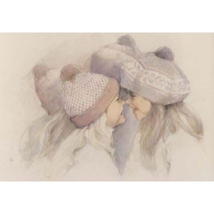 Yoshimi Two Girls Kimono Designer Artist London Japanese Bobble Hat Postcard