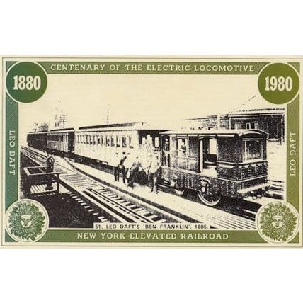 New York Railroad Ben Franklin Leo Dafts Old Train Locomotive Postcard