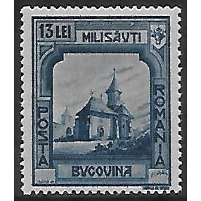 Mi 729 (*): 13 L. grey-blue Restoration of Bukovina (Suceava): Milisauti