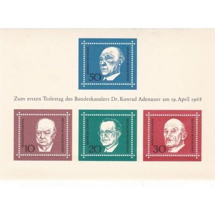 West Germany 1968 Adenauer Minisheet Mint never Hung MS 1459 VGC