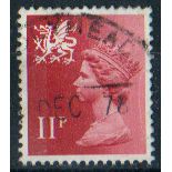 GB 1976 Wales regional 11p dark pink used SG W31