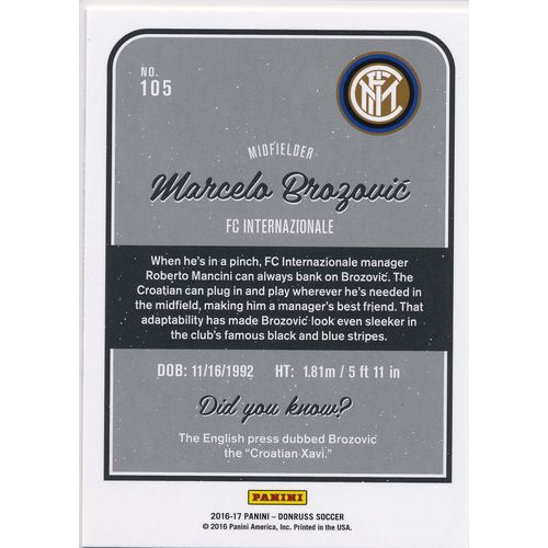 2016 Donruss Soccer 105 Marcelo Brozovic FC Internazionale