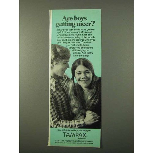 1972 Tampax Tampons Ad - Are Boys Getting Nicer?