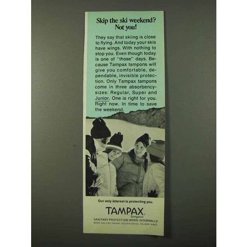 1972 Tampax Tampons Ad - Skip the Ski Weekend?