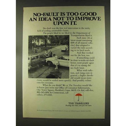 1977 The Travelers Insurance Ad - No-Fault is Too Good