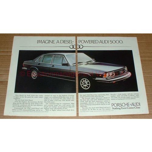 1980 2pg Audi 5000 Car Ad - Imagine a Diesel-Powered!!