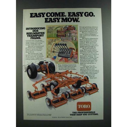 1986 Toro Reelmaster Transport Frame Ad - Easy Come Easy Go Easy Mow