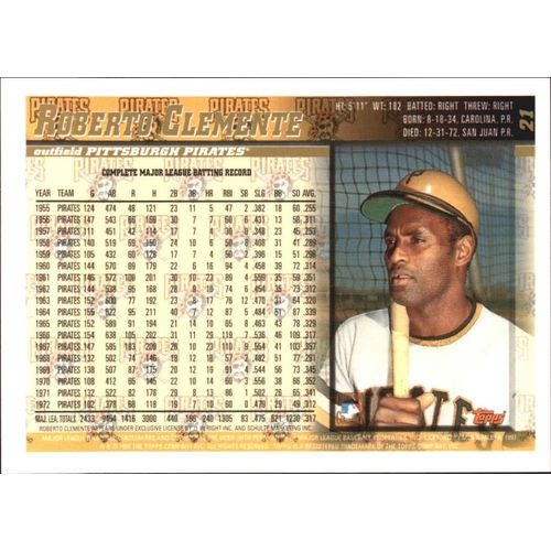 1998 Topps Baseball Roberto Clemente #21