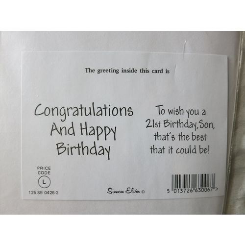 Card Birthday 21 Today Son Teddy Bear Balloons Big A4 Portrait
