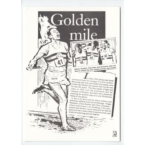 40th Anniversary 4-Minute Mile Roger Bannister Headline Limited Edition Postcard
