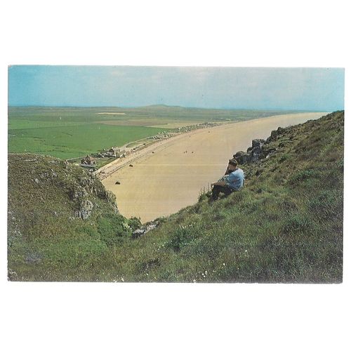 THE BEACH FROM BREAN DOWN, Somerset. unused vintage postcard by Plastichrome =