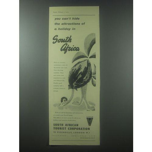 1954 South African Tourist corporation Ad - You can't hide the attractions