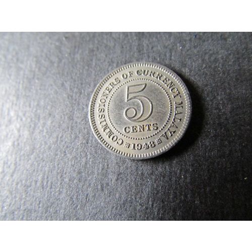 1948 GEORGE VI COMMISSIONERS OF CURRENCY MALAYA FIVE CENTS FREE POST. AAY