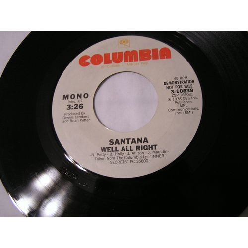 Santana Promo 45-WELL ALRIGHT STEREO/MONO