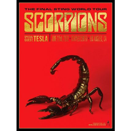 2012 THE SCORPIONS LOS ANGELES GOLD TESLA CONCERT POSTER 6/22 STAPLES CENTER MT
