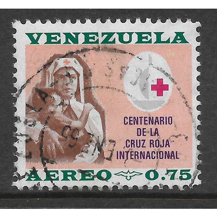 VENEZUELA 1963 RED CROSS 75c NURSE AND CHILD SG 1809 FINE USED