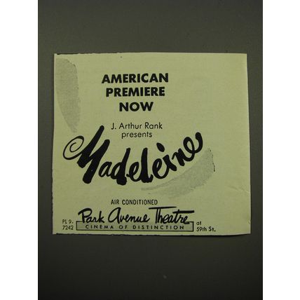 1950 Madeleine Movie Advertisement - American Premiere