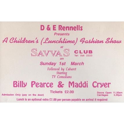 Maddi Cryer Female TV Impressionist Savvas Club 1980s Concert Souvenir Ephemera