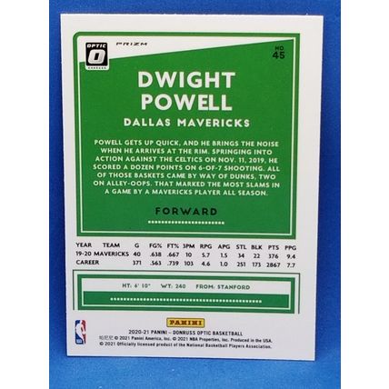 2020-21 Donruss Optic Purple Shock #45 Dwight Powell