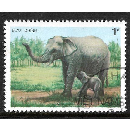 VIETNAM 1986 ELEPHANTS 1d MOTHER AND CALF SG 1043 FINE USED