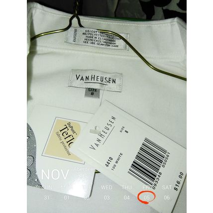Youth Long Sleeve Van Huesen Dress Shirt, White, Long Sleeves, Size 8