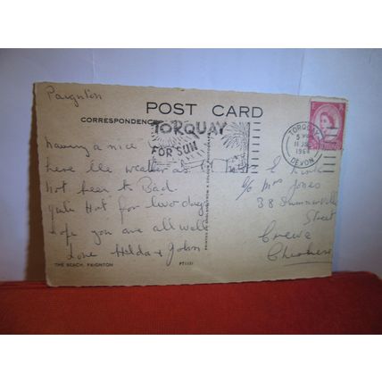 THE BEACH, PAIGNTON, DEVON, used postcard 1964 pm =