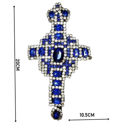 Cross Jewelled Sew On Decoration Trimming Gothic Rock Punk 20 cm x 10.5 cm P573