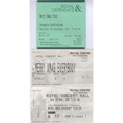 Slade Glam Rock Nottingham Royal Front Seats Merry Christmas 3x Ticket s