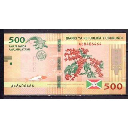 BILLET DE BANQUE BURUNDI 500 FRANCS 2018 PICK 50 NEUF