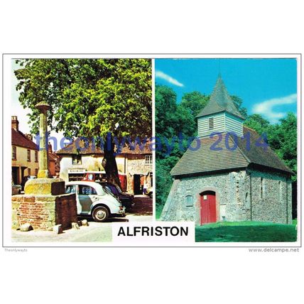 Alfriston, Market Cross & Lullington Church, Sussex,1960/70s?, Postcard