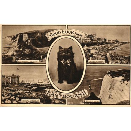Good Luck from Eastbourne, Sussex, England, 1940s, Postcard