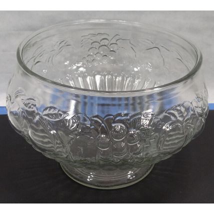 Vintage Anchor Hocking Punch Bowl Glass HEAVY - Fruit Pattern