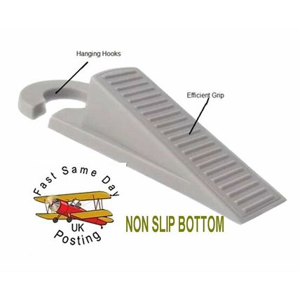 Door Wedge White Rubber Heavy Duty Stop Large Strong Stopper Jam Jammer Non Slip