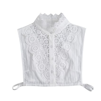 Ladies False Half Collar Fake Shirt Blouse Flower Lace Detachable Collar Bib