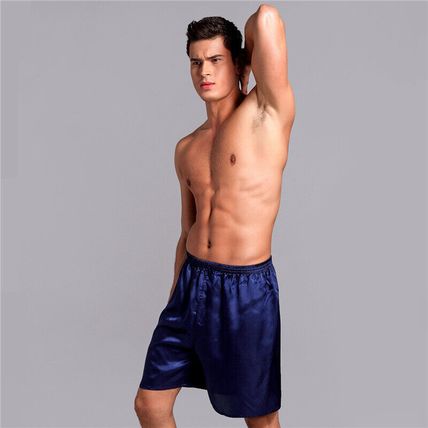 Men Satin Shorts Boxer Loose Fit Pajamas Trunks Sleepwear Underwear Pants