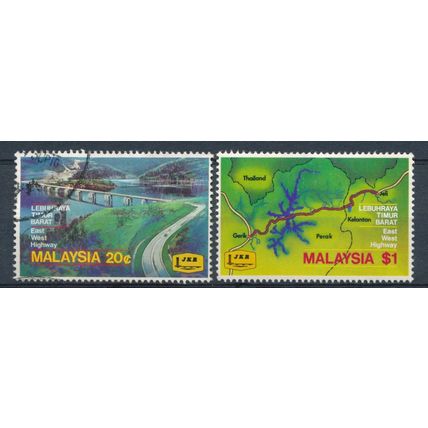 Opening of East-West Highway: 20c & $1 - Malaysia 1983 - MNH & F H - SG 265/6