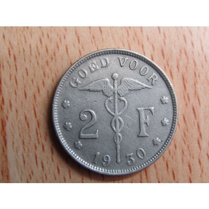 Belgium 1930 Overstruck MINT ERROR GE 2 Frank Belgie (Dutch - Flemish Text) Coin