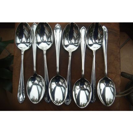 Antique SILVER PLATED TABLE SPOONS Potter Sheffield EPNS tableware fine dining