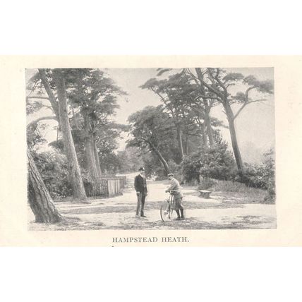 Cyclist Bicycle Hampstead Heath London Antique Idle Moments Old Postcard