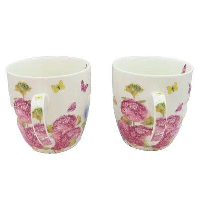 Butterfly Blossom Mugs Set of 2 Fine China Mugs 9 CM Mirowave & Dishwasher Safe