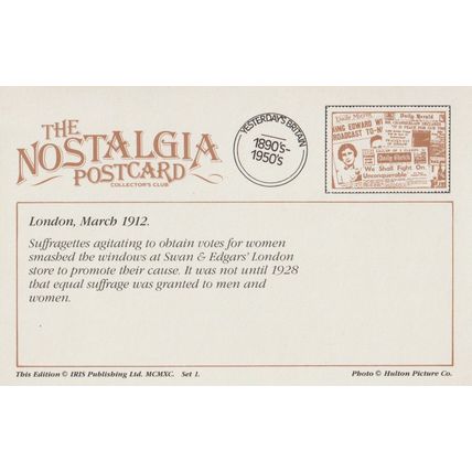 Postcard Women Suffragette Swan & Edgar London 1912 - Nostalgia
