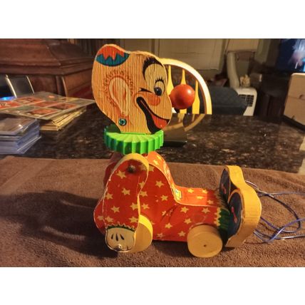 Old Vintage Original Fisher Price Squeaky The Clown # 777 9" Tall Working 1958
